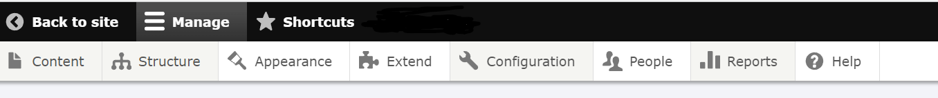 Drupal admin menu