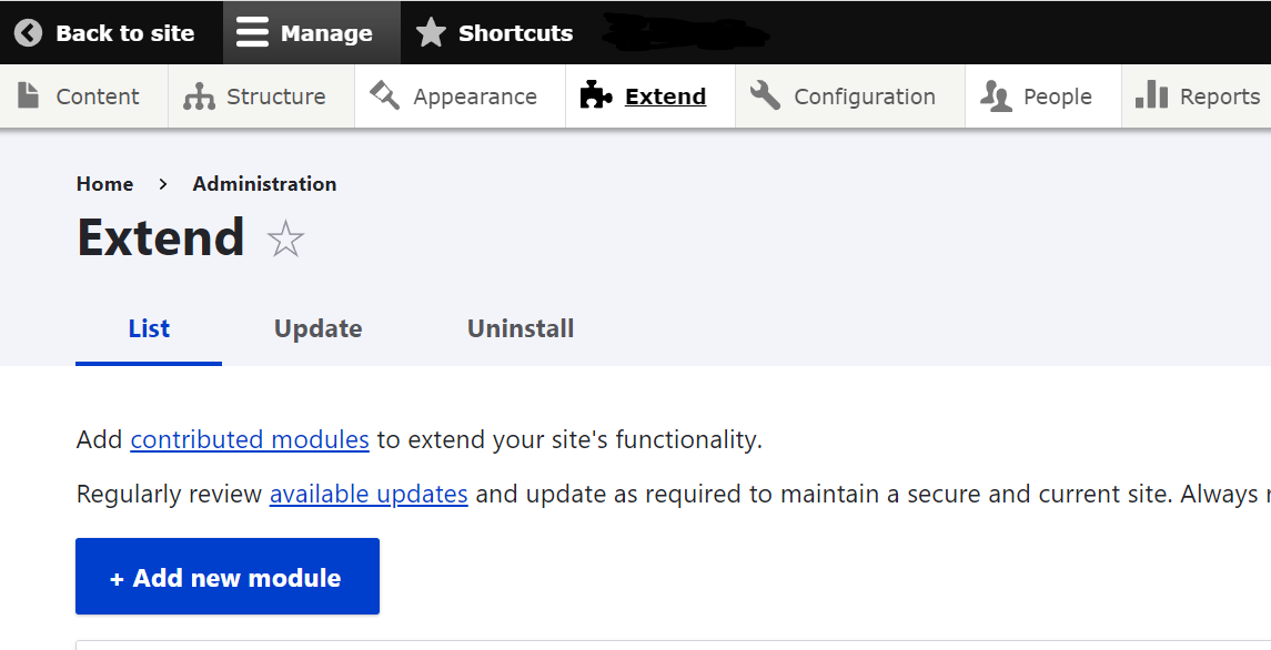 Drupal Extend screen shot