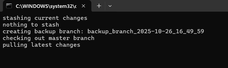 Screen shot of command window running .bat