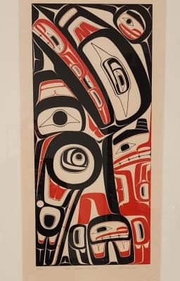 Photo of a painting by Robert Davidson as displayed in the VAG