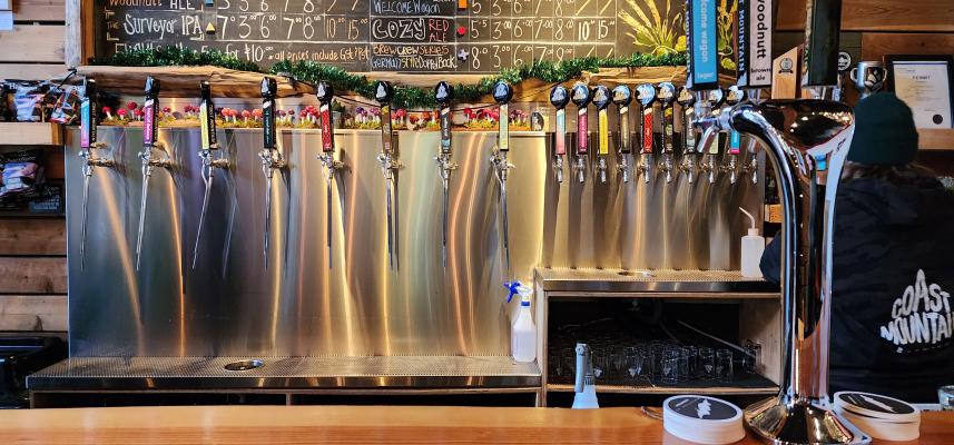 photo of the taps at the tasting room